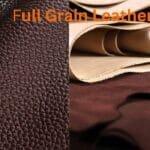 Close-up of full-grain leather textures and raw leather sheets showcasing premium quality.