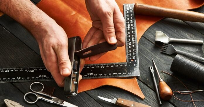 Handcrafted leather item being restored with DIY techniques for a polished and refined look.