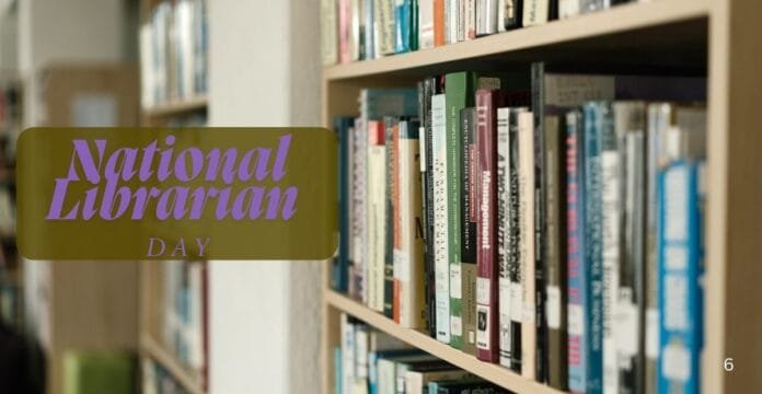 A close-up image of a bookshelf filled with various books, alongside a graphic that reads 
