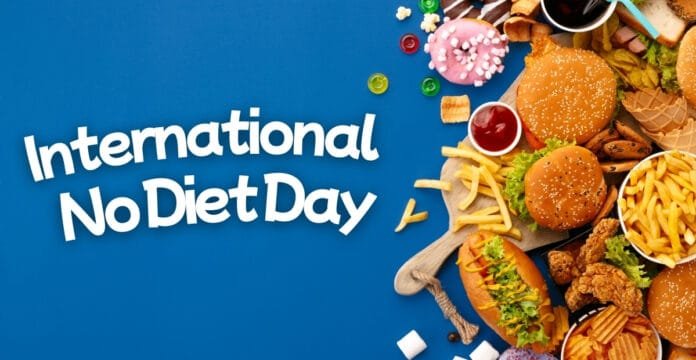 Alt Text: A colorful assortment of fast food items surrounding the text 