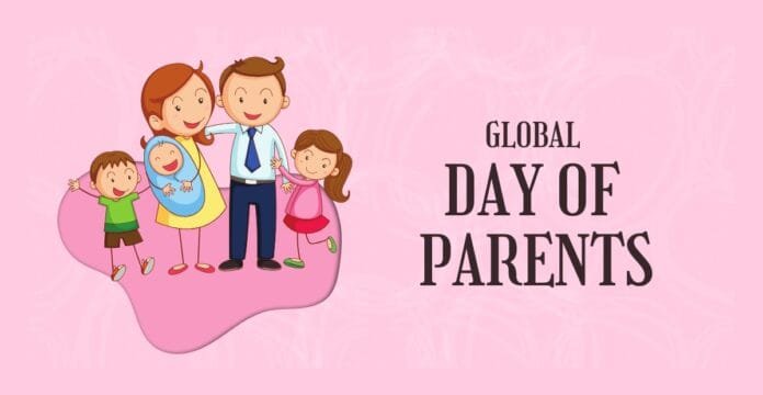 A warm family moment showing parents hugging their child in a cozy home setting, symbolizing love and togetherness.