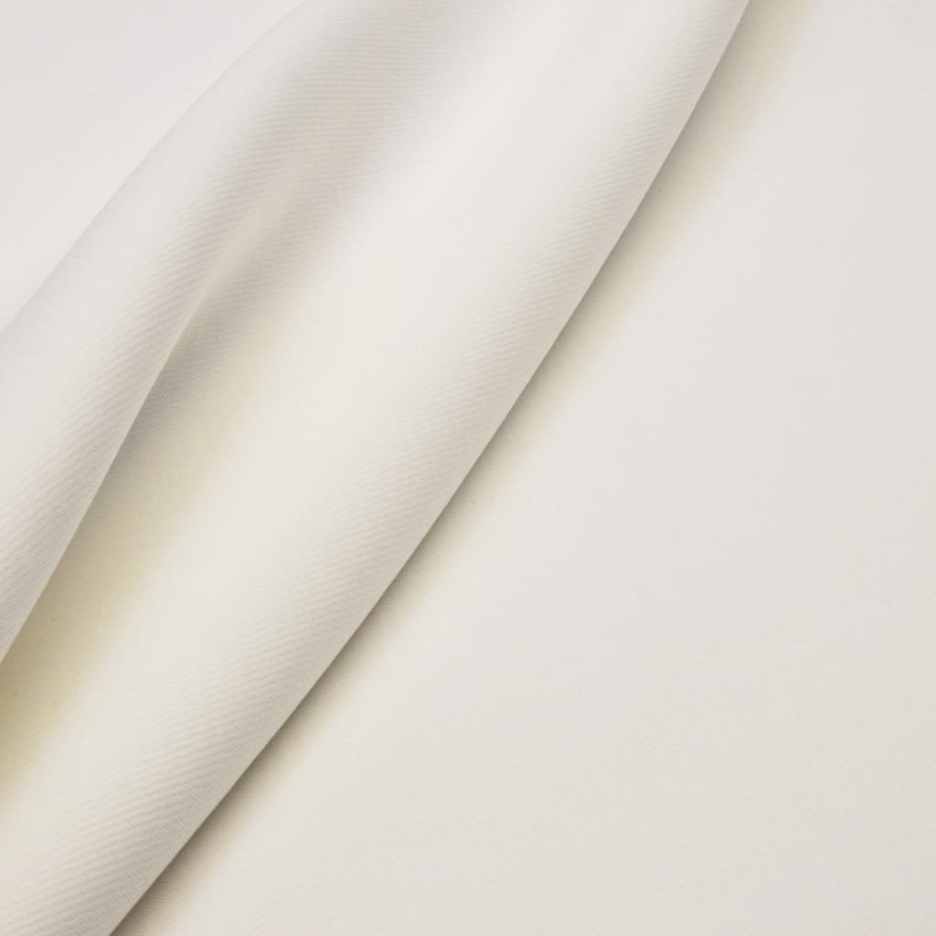 Close-up of smooth broadcloth cotton fabric in a soft off-white color, showing a tight, even weave and subtle sheen.

