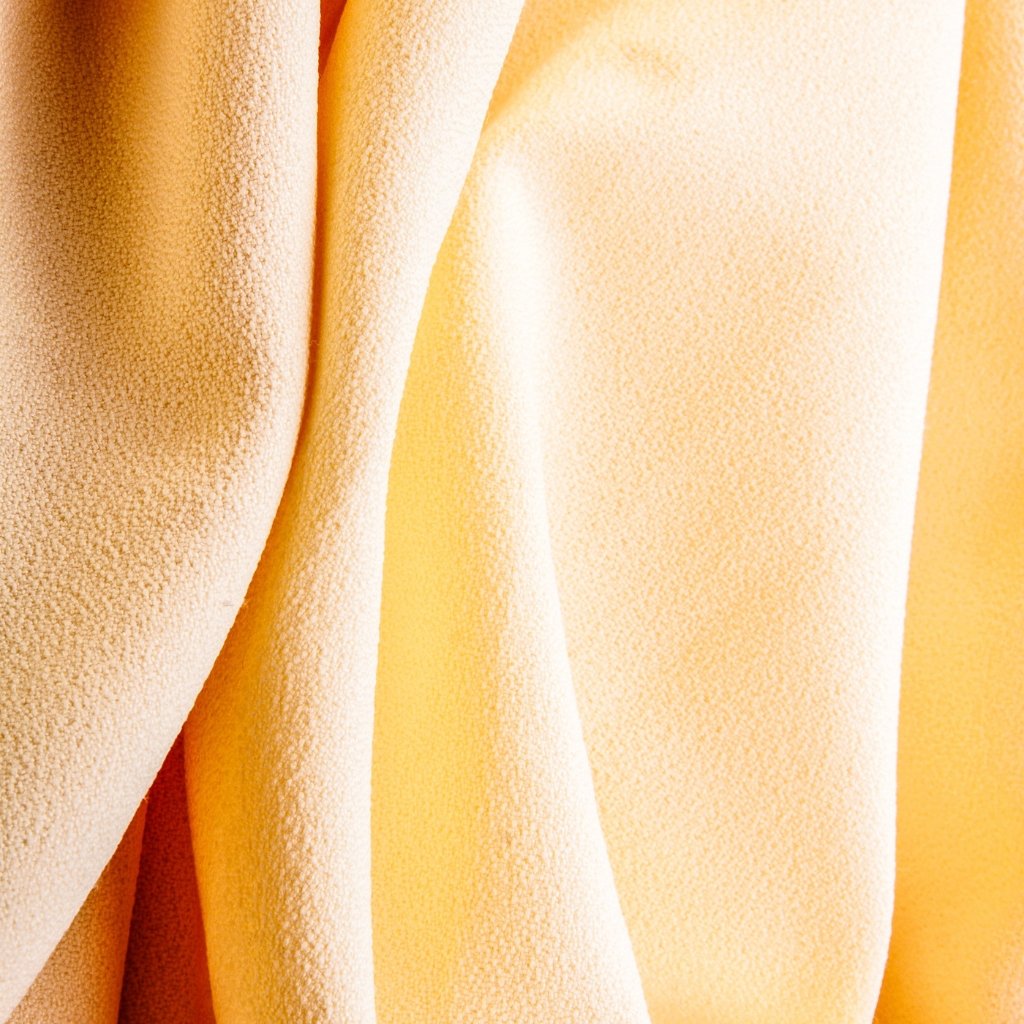 Close-up view of soft, lightweight cotton voile fabric in warm yellow tones with delicate folds and a smooth, slightly textured surface.