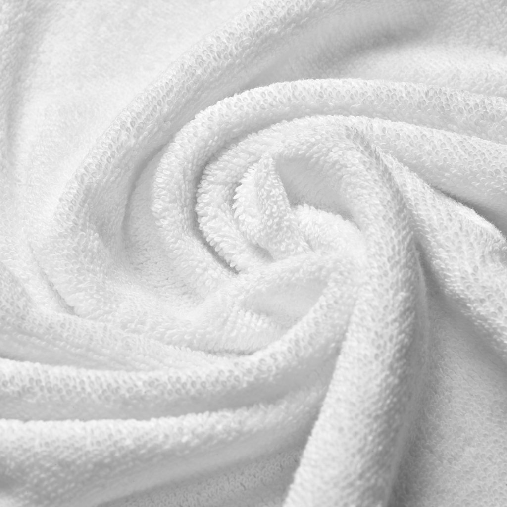 Close-up of a white mohair wool fabric with a soft, fuzzy texture and a rolled, layered weave.