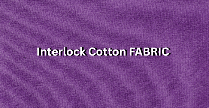 Close-up view of purple interlock cotton fabric with a uniform knit pattern.