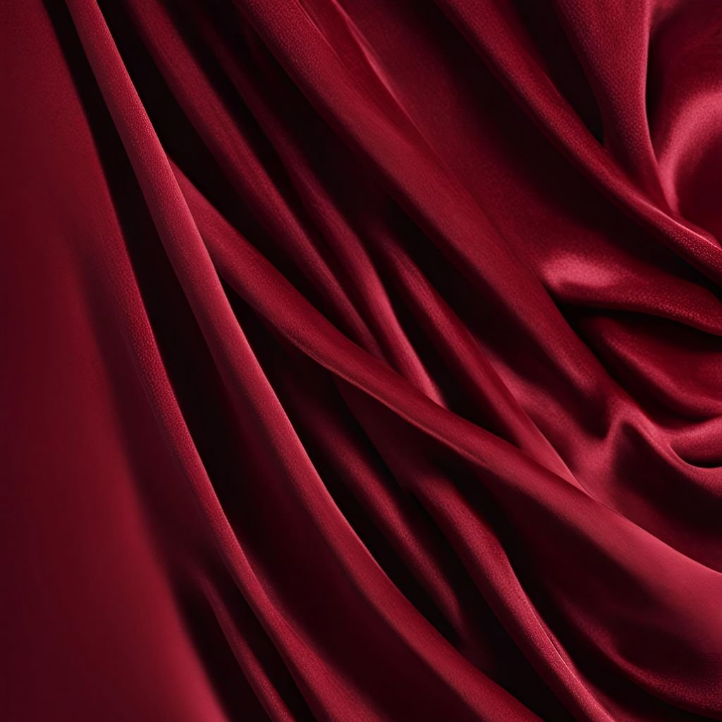 Close-up of rich red velvet fabric with soft folds and shadows.