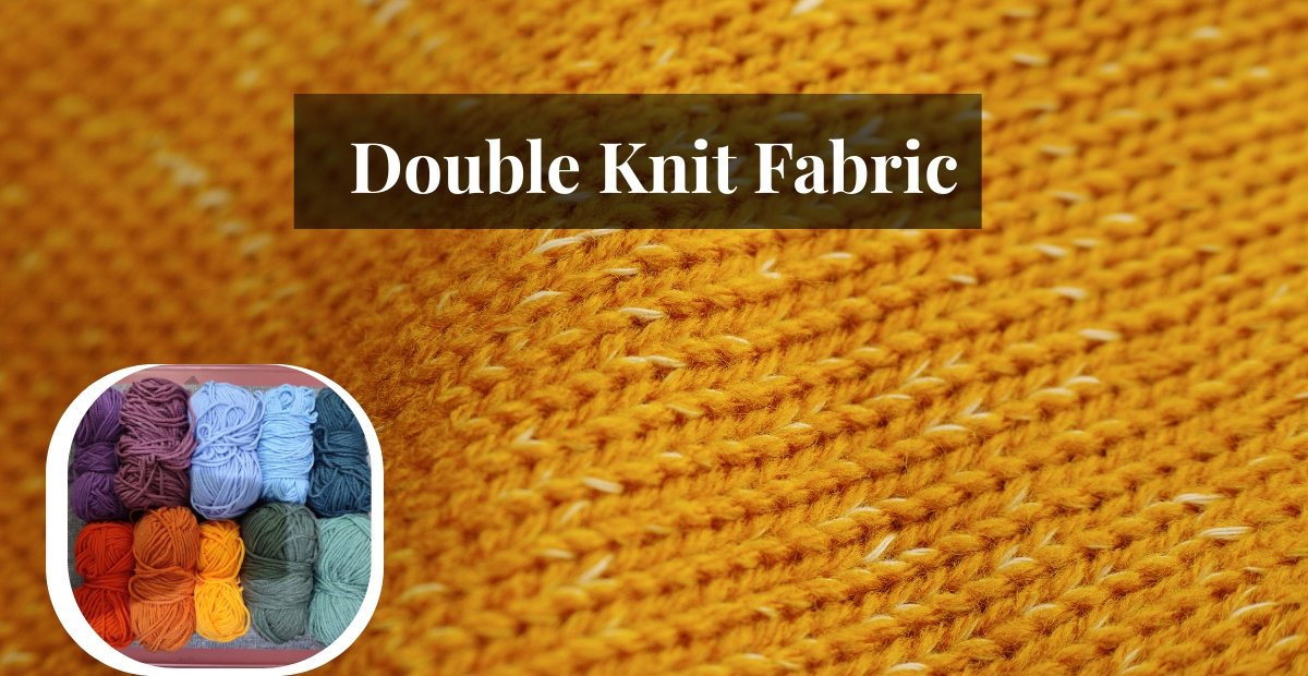 Close-up view of bright orange double knit wool fabric with a textured pattern.