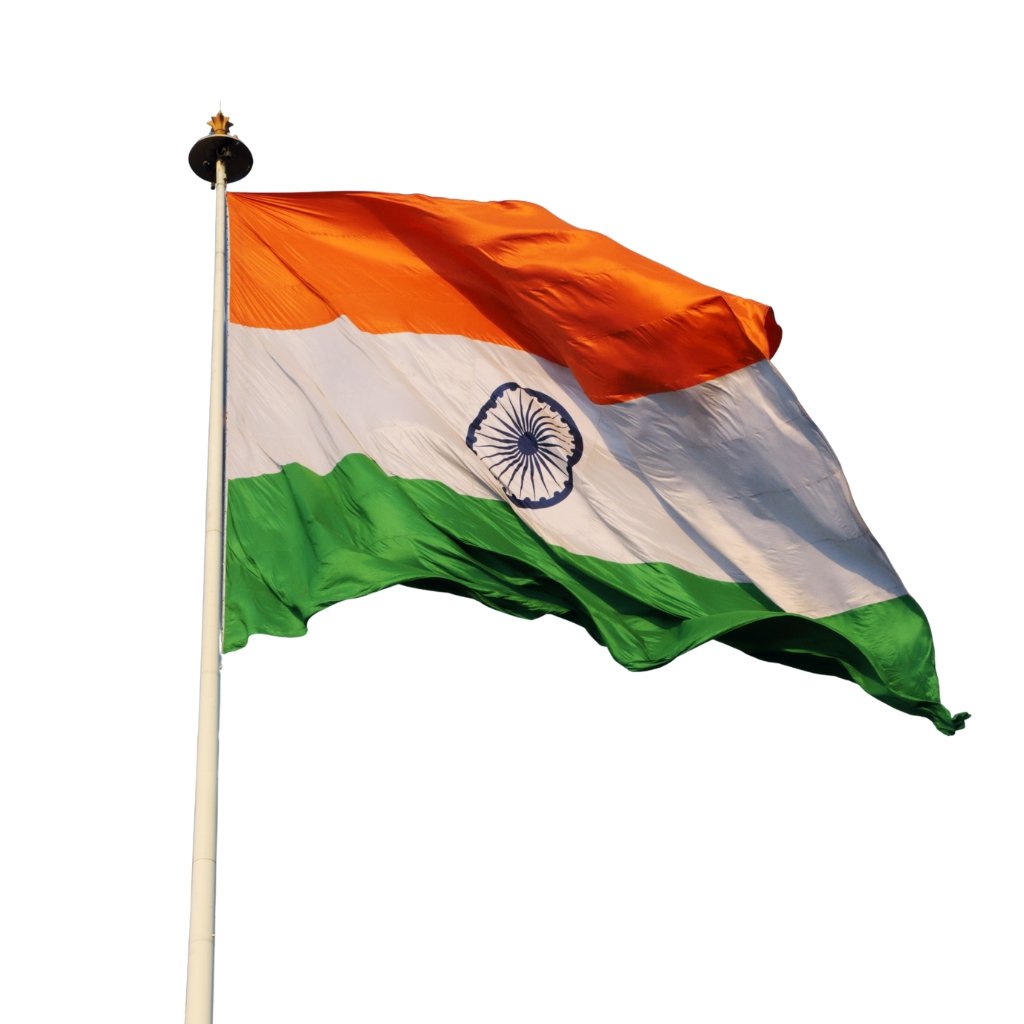 Indian flag waving on a flagpole