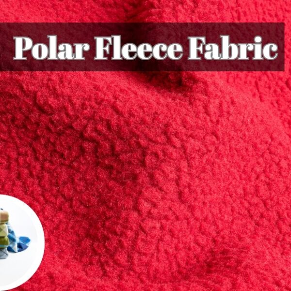 Close-up view of red polar fleece fabric with a soft, fuzzy texture. Polar Fleece Wool Fabric