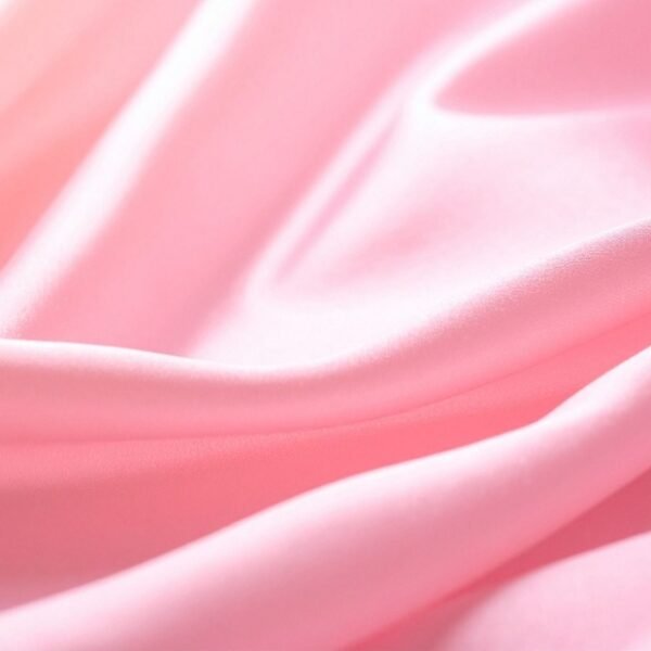 A soft, pale pink satin-like fabric with gentle folds and smooth, glossy highlights. Satin Organza Fabric