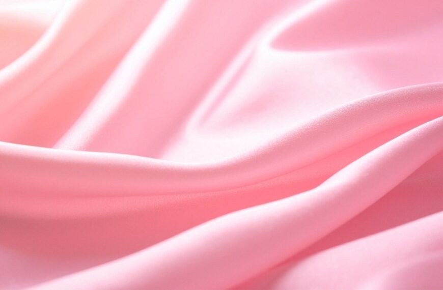A soft, pale pink satin-like fabric with gentle folds and smooth, glossy highlights. Satin Organza Fabric