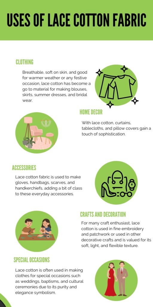 An infographic titled “Advantages of Sherpa Cotton Fabric” with two columns of green-topped sections. Left column highlights: 1) Outstanding Warmth with a brown puffy jacket icon; 2) Long-Lasting and Doesn’t Endure Easily with a clock and hand icon; 3) Hypoallergenic with a hand holding a circle icon; 4) Eco-Friendly with a row of clothes hanging on a rack. Right column highlights: 1) Feels Super Soft and Cozy with a feather-like illustration over a textured surface; 2) Skin Breathing and Mild-Sweating with a fabric and a shirtless person; 3) It is Eco-Friendly emphasized with a world and hand icon.