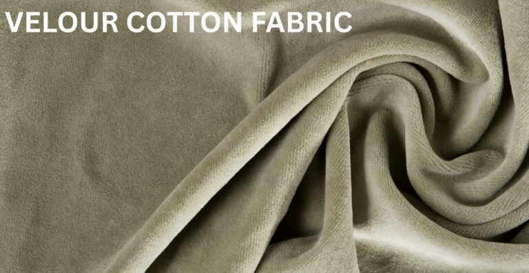 Close-up of soft, beige velour cotton fabric draped and folded.