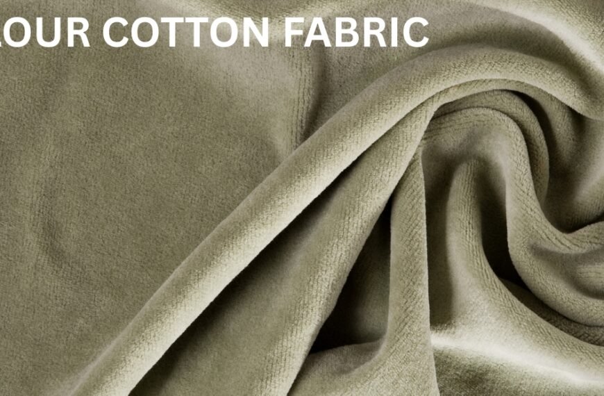 Close-up of soft, beige velour cotton fabric draped and folded.