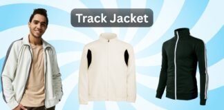 Classic Track Jacket: The Timeless Essential Everyone Loves Three track jackets displayed against a blue spiral background with the text ‘Track Jacket’ at the top. Classic Track Jacket