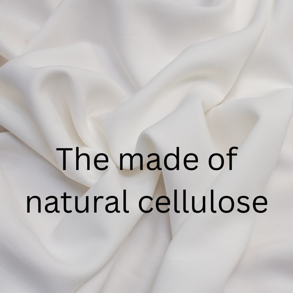 Is Rayon a Good Fabric? Everything You Need to Know. 4 White fabric with the words 'The made of natural cellulose' overlaid