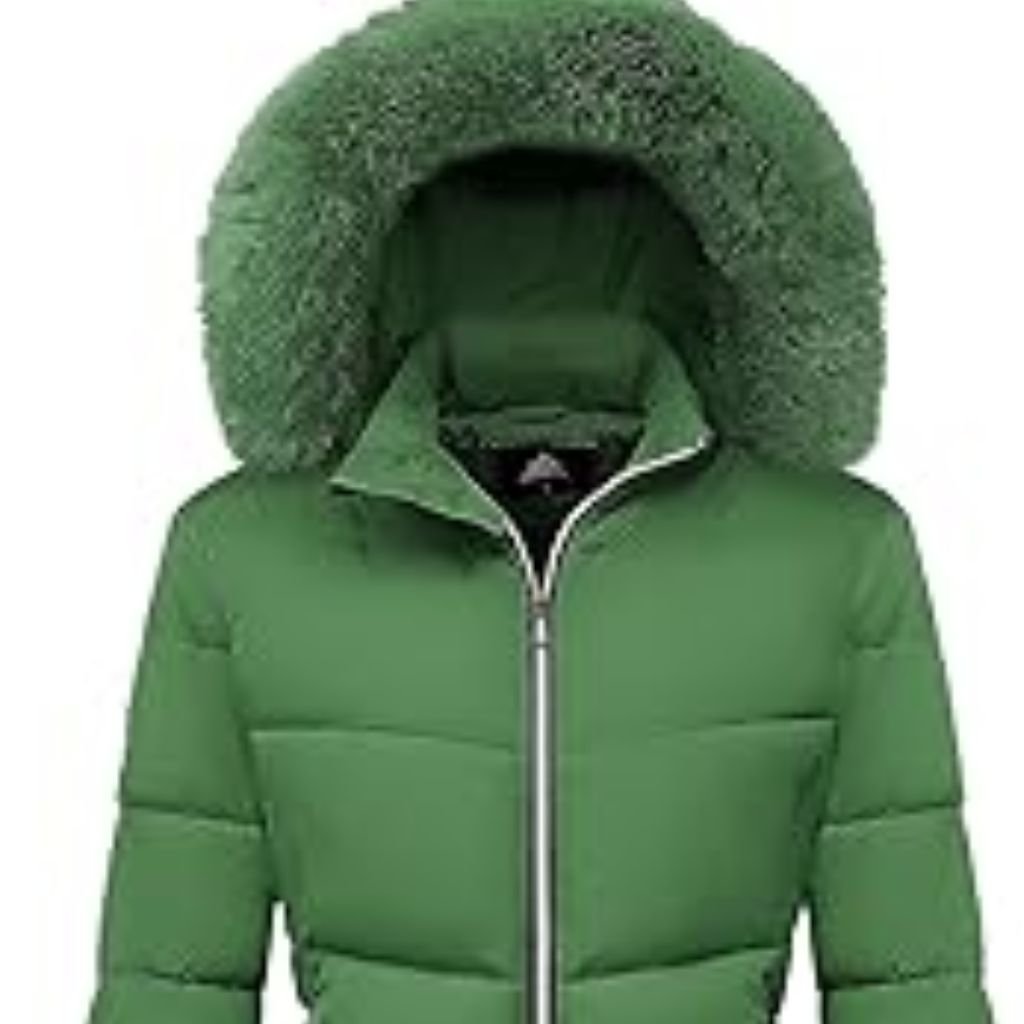 Waterproof or Water-Resistant Puffers: What You Should Know 19 A man wearing a color-blocked puffer jacket with a beige hood and shoulders, green body, and black sleeves, standing against a plain white background.Waterproof or Water-Resistant Puffers