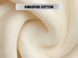 Close-up of ringspun cotton fabric texture.