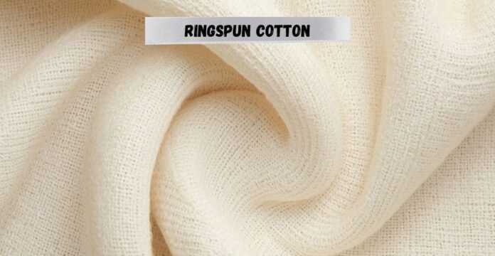 Close-up of ringspun cotton fabric texture.