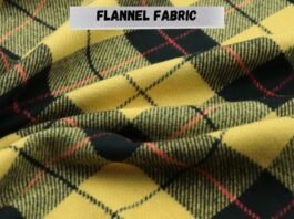 Flannel fabric with a yellow and black checkered pattern. Is flannel cotton?