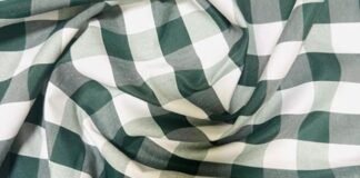 1. What Is Poplin Fabric? A Complete Guide to This Smooth, Breathable Textile "Green and white checked textile showing texture and weave, illustrating what is poplin fabric."