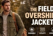 Field Overshirt Jacket: A Perfect Blend of Style & Utility A man wearing a green field jacket with a tan shirt, standing outdoors with a backpack slung over one shoulder.