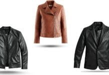 Heavy Leather Jacket: Durable Style for Bold Fashion Three heavy leather jackets in black, brown, and black with silver zippers—biker-style with zippered pockets and multiple seams, displayed against a white background.