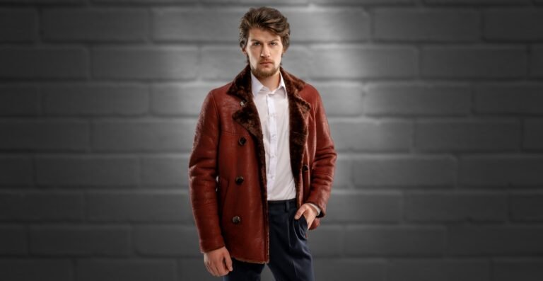 Men’s Premium Shearling Leather Coat  Warmth & Style
