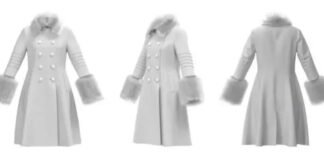 Why Victorian-Era Winter Coats Still Inspire Today’s Fashion “White Victorian-style winter coat with faux fur collar and cuffs, shown from front, angled, and back views.”Why Victorian-Era Winter Coats