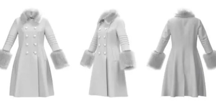 “White Victorian-style winter coat with faux fur collar and cuffs, shown from front, angled, and back views.”Why Victorian-Era Winter Coats