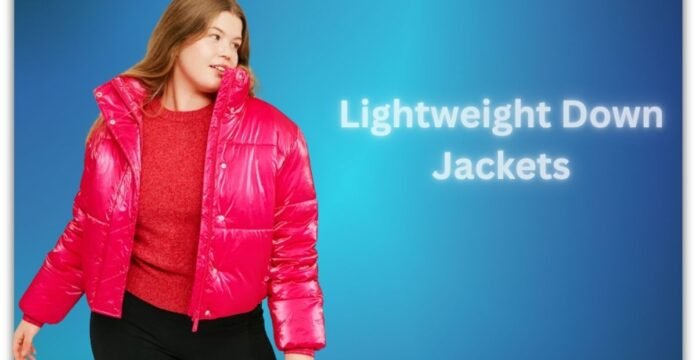 Woman wearing a bright pink lightweight down jacket, styled for warmth and comfort in cool weather.Lightweight Down Jacket