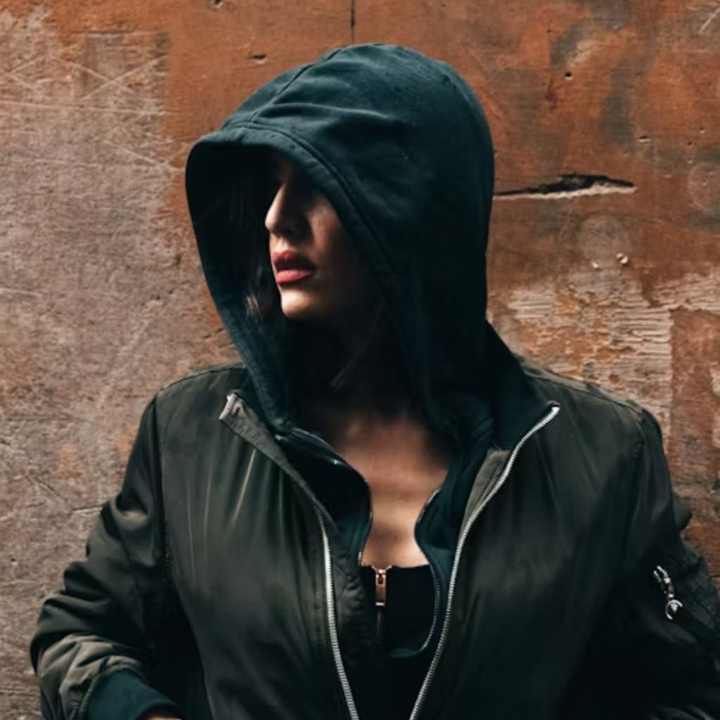 A person wearing an oversized light-olive padded jacket layered over a dark hoodie, shown from the back against a white background.Lightweight Down Jacket