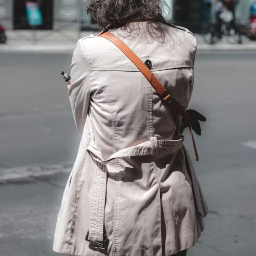 A person wearing an oversized light-olive padded jacket layered over a dark hoodie, shown from the back against a white background.Lightweight Down Jacket
