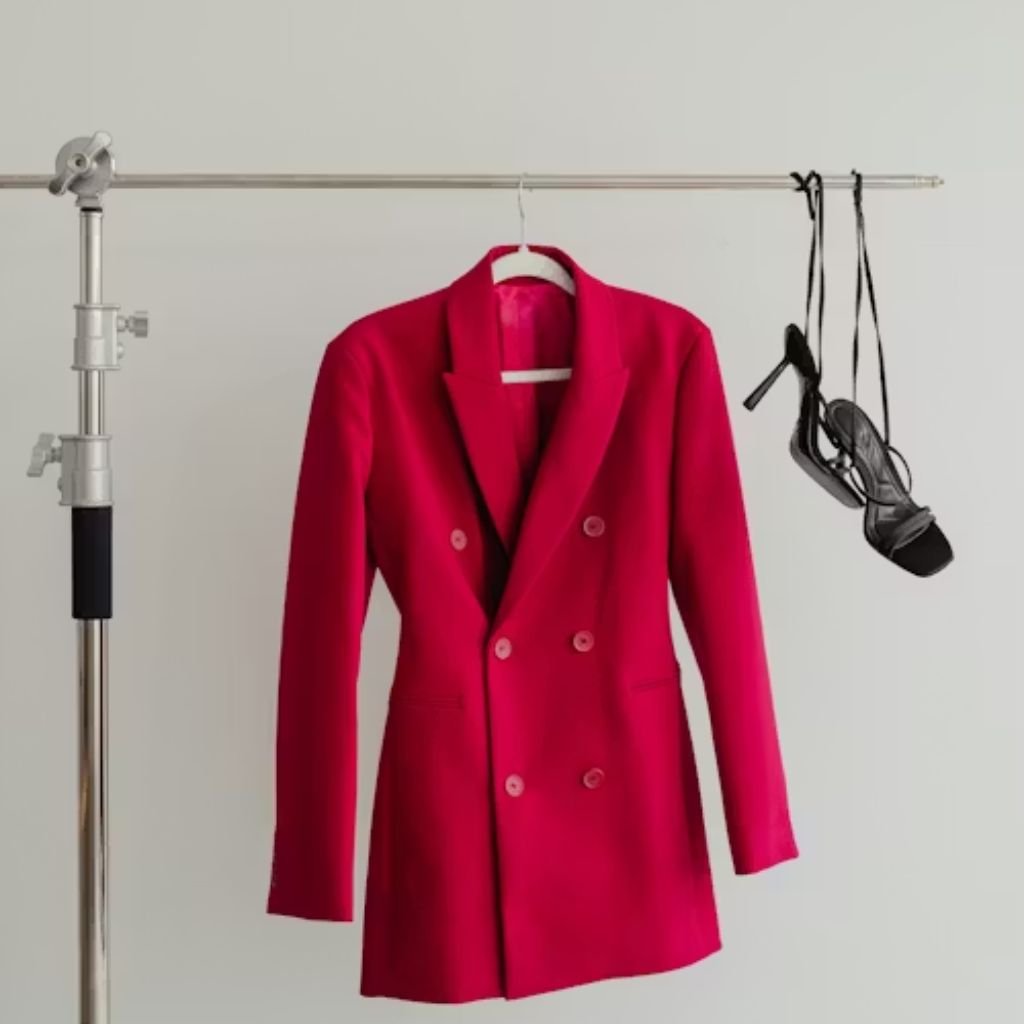 A person wearing a green double-breasted suit with a patterned tie and pocket square, standing outdoors among trees.Double-Breasted Wool Jackets: