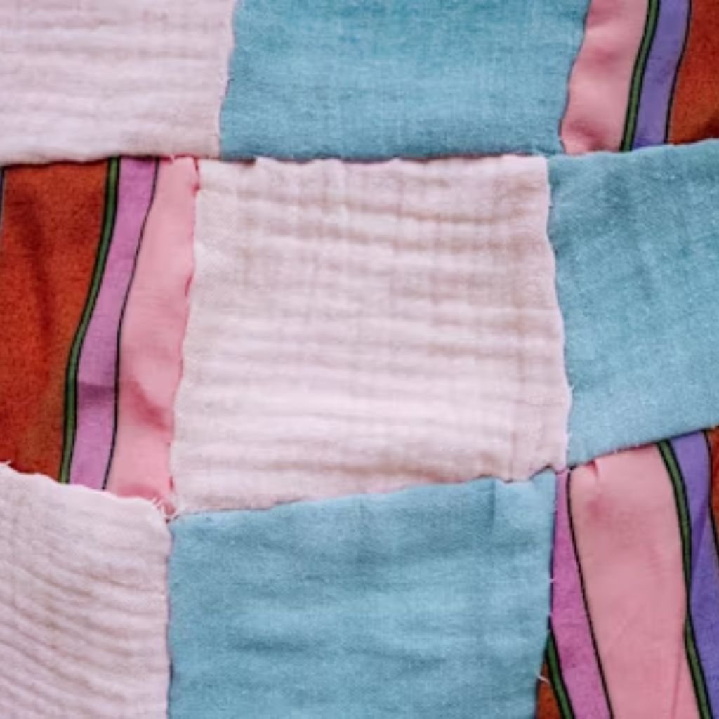 Close-up of a soft wool fabric featuring a purple and dark green checkered pattern with a subtle diagonal weave texture.Does Shetland Wool Itch?