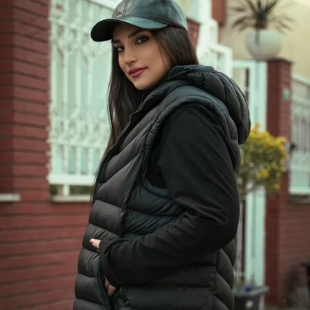 A close-up view of several leather jackets hanging side by side on a clothing rack, displaying various shades of brown and black.Lightweight Down Jacket