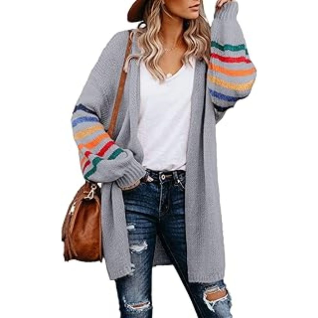 "Brown button-up cardigan with gold buttons and front pockets."trendy cardigan outfits