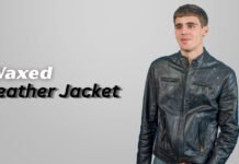 Waxed Leather Jacket: Rugged Durability Timeless Style Waxed leather jacket with a glossy, weatherproof finish, classic motorcycle-inspired design, front zipper, and multiple pockets.