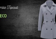 Crombie Topcoat: Timeless Style and Elegant Outerwear Guide Grey double-breasted trench coat with belt on a dark textured background; text reads 'Crombie Topcoat' and a green 'ECO' logo with partial 'BERSEY' wordmark. Crombie Topcoat