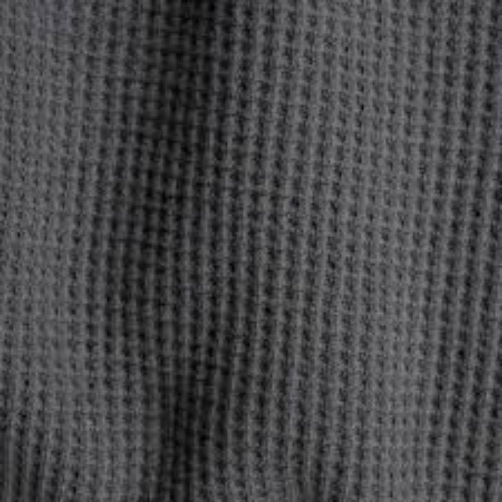 What Is Thermal Fabric? Features, Uses, and Buying Tips 14 Close-up texture of dark gray knitted fabric with small, vertical ribbing patterns.”What Is Thermal Fabric?