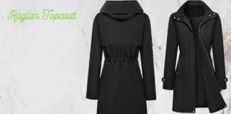 Raglan Topcoat The Ultimate Guide to Timeles Outerwear Style A split view of two black outerwear coats: a cinched-waist hooded trench on the left and a knee-length, zip-front parka with a belt on the right, set against a light marble background. Raglan Topcoat