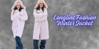 Longline Fashion Winter Jacket: A Must-Have Staple Style Pro “Two people wearing oversized light pink winter coats with fur hoods, standing against a gray cloudy background. The text ‘Longline Fashion Winter Jacket’ is written in blue cursive on the right.” Longline Fashion Winter Jacket: