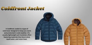 Coldfront Jacket – The ultimate outerwear for modern cold weather style Two Coldfront Jacket jackets, dark blue and tan, displayed side-by-side on a gradient gray background with the text 'Coldfront Jacket' in the upper left corner.