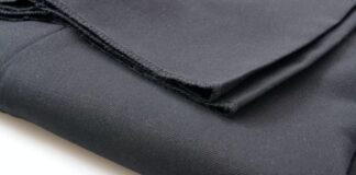 Polar Guard Heat Retention Fabric: Comfort Meets Performance Alt text: Close-up of folded black fabric with a visible seam, resting on a white surface. Polar Guard Heat Retention Fabric: