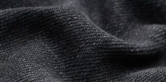 ThermoCore HeatLock Fabric: Advanced Winter Heat Protection Alt text: Close-up of textured gray fabric with a subtle sheen, showing a pronounced weave and soft folds. ThermoCore HeatLock Fabric: