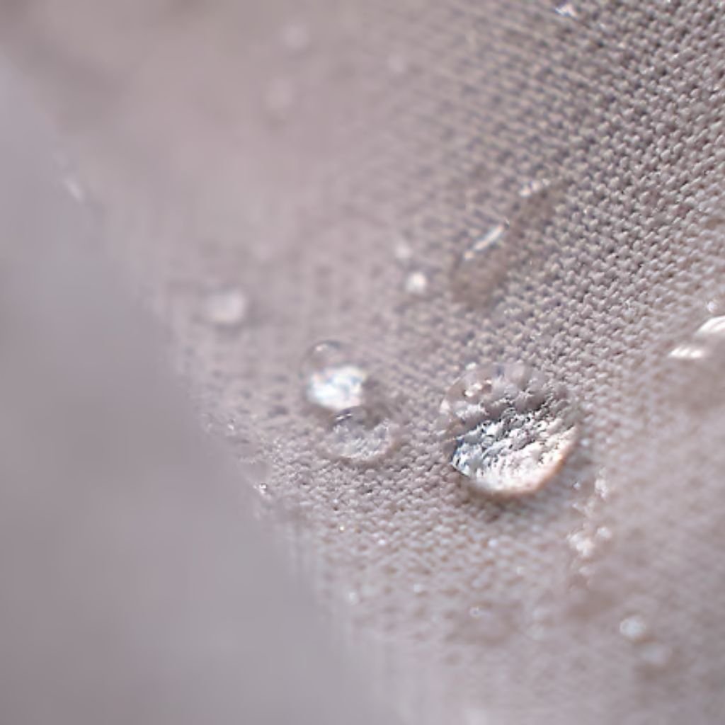 Alt text: Close-up of clear water droplets resting on a textured woven fabric, with the background softly blurred.

Ice Barrier Windproof Fabric: