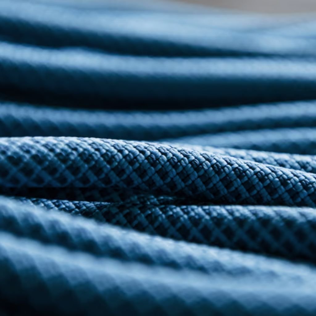 Close-up of a textured blue fabric with a diagonal weave pattern, showing rich folds and shading.

Heat-Retaining Fabric Explained: