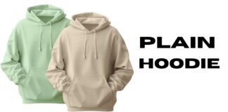Plain Hoodie: Timeless Comfort & Everyday Style Guide Two plain hoodies, one light green and one beige, side by side with large bold text “PLAIN HOODIE” on the right.