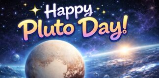 Pluto Day 2026: Why Pluto Still Matters in Our Solar System A space-themed celebration image featuring a detailed illustration of Pluto in the foreground with its distinctive heart-shaped feature, set against a starry cosmic background and distant planets. Pluto Day