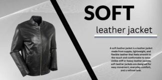 Soft Leather Jacket for Ultimate Comfort & Everyday Style Wear Soft leather jacket in classic black with a smooth, supple texture, zip front, and minimalistic design.